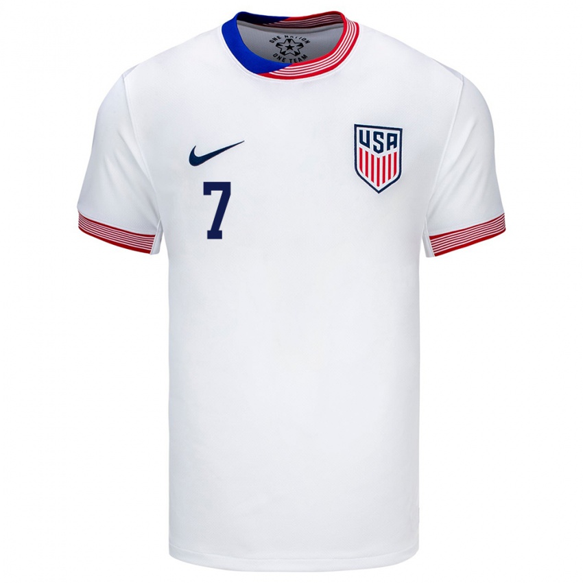 Hombre Camiseta Estados Unidos Quinn Sullivan #7 Blanco 1ª Equipación 24-26 La Camisa Argentina