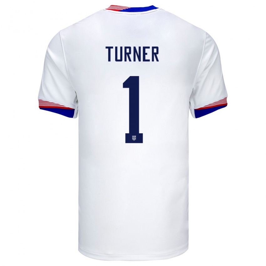 Hombre Camiseta Estados Unidos Matt Turner #1 Blanco 1ª Equipación 24-26 La Camisa Argentina