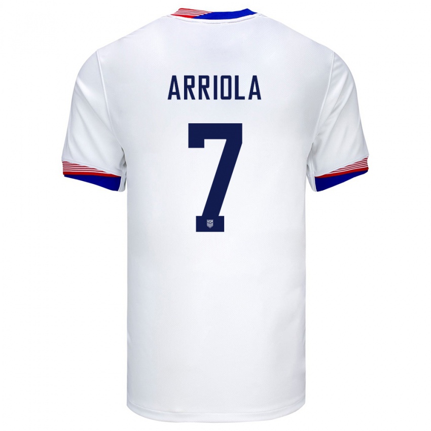 Hombre Camiseta Estados Unidos Paul Arriola #7 Blanco 1ª Equipación 24-26 La Camisa Argentina