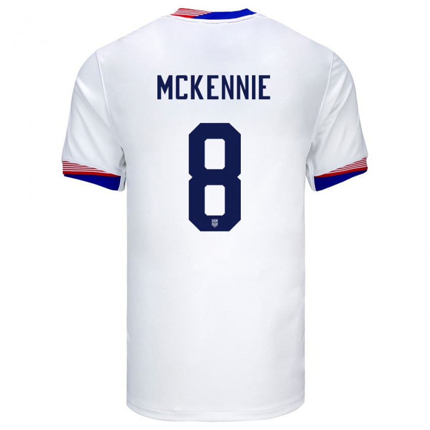 Hombre Camiseta Estados Unidos Weston Mckennie #8 Blanco 1ª Equipación 24-26 La Camisa Argentina