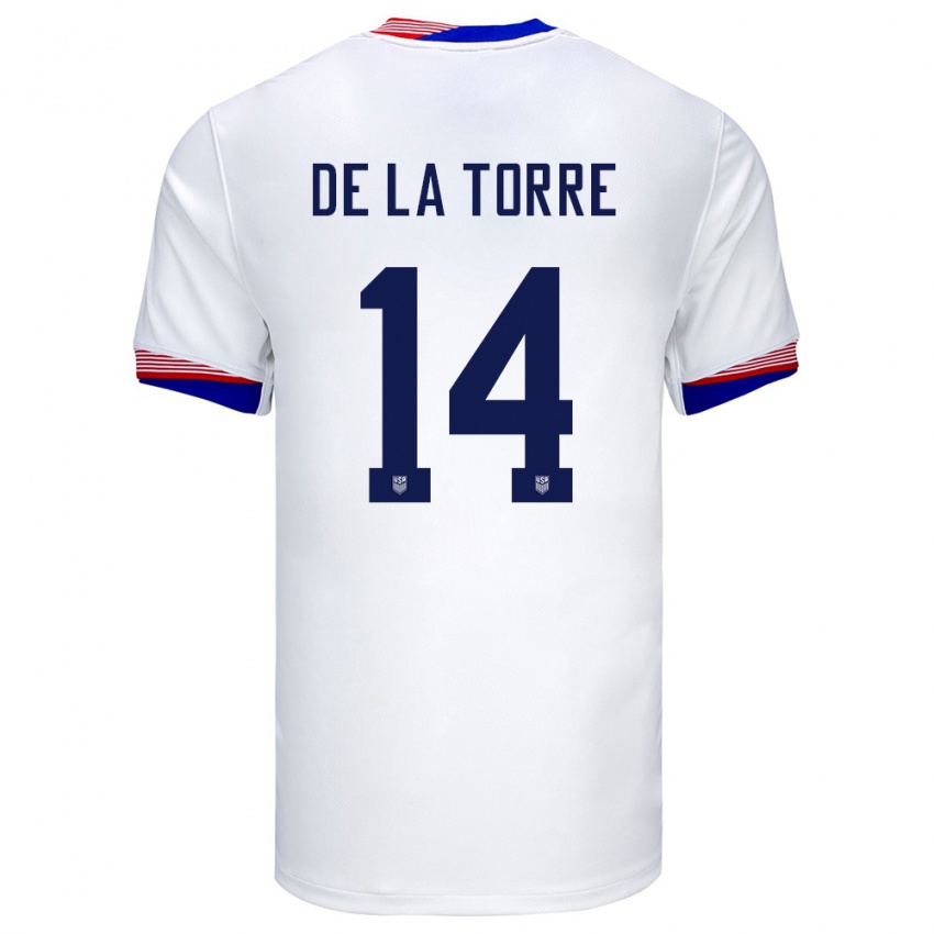 Hombre Camiseta Estados Unidos Luca De La Torre #14 Blanco 1ª Equipación 24-26 La Camisa Argentina
