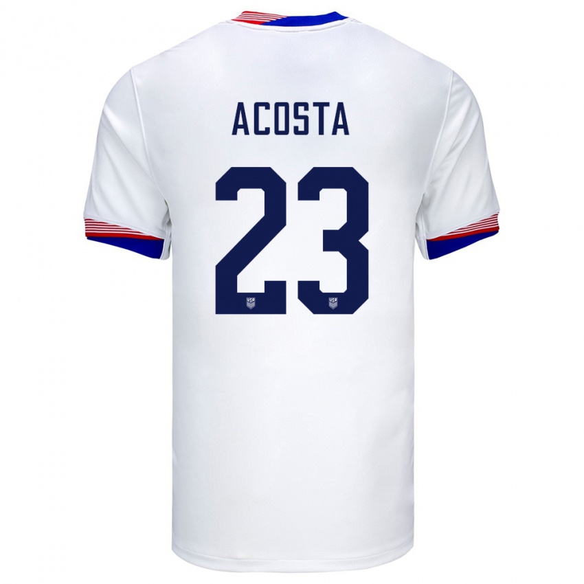 Hombre Camiseta Estados Unidos Kellyn Acosta #23 Blanco 1ª Equipación 24-26 La Camisa Argentina