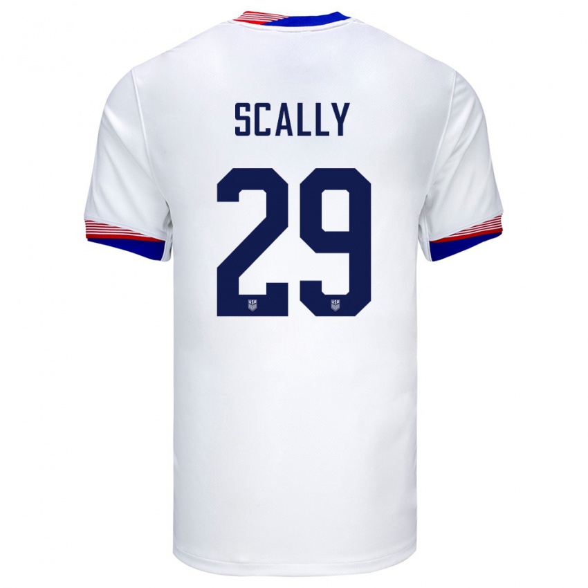 Hombre Camiseta Estados Unidos Joseph Scally #29 Blanco 1ª Equipación 24-26 La Camisa Argentina