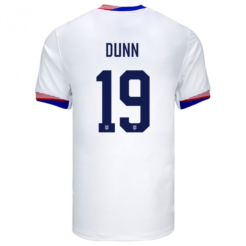 Hombre Camiseta Estados Unidos Crystal Dunn #19 Blanco 1ª Equipación 24-26 La Camisa Argentina