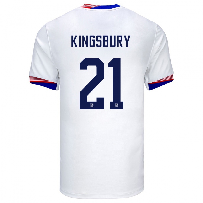 Hombre Camiseta Estados Unidos Aubrey Kingsbury #21 Blanco 1ª Equipación 24-26 La Camisa Argentina