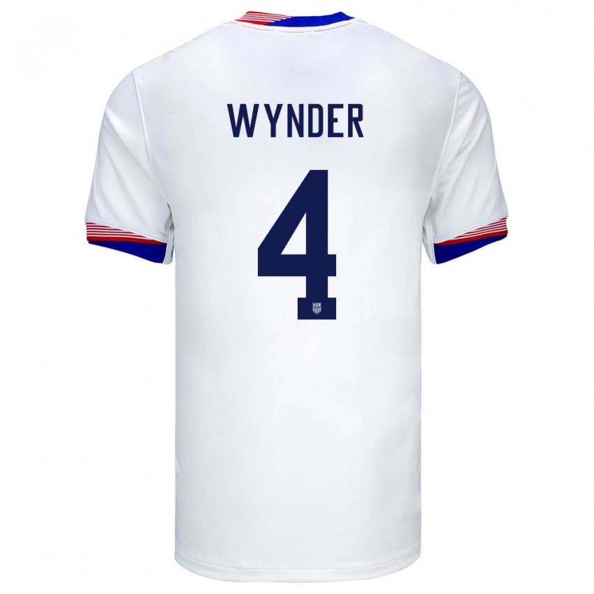 Hombre Camiseta Estados Unidos Joshua Wynder #4 Blanco 1ª Equipación 24-26 La Camisa Argentina