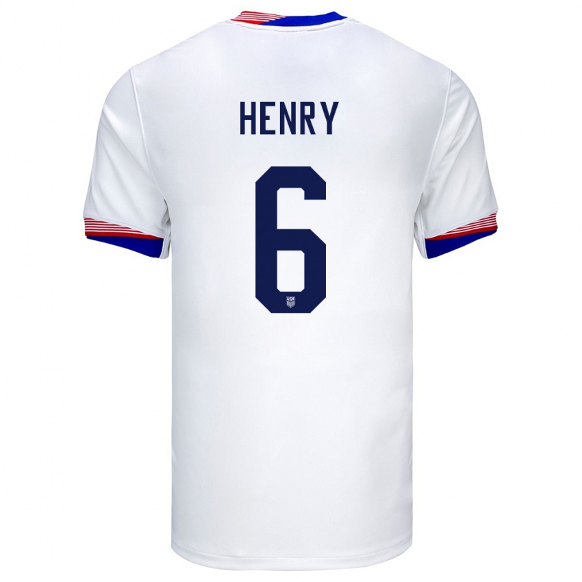 Hombre Camiseta Estados Unidos Kobi Henry #6 Blanco 1ª Equipación 24-26 La Camisa Argentina