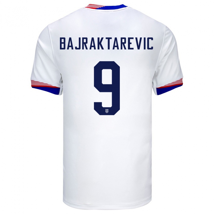 Hombre Camiseta Estados Unidos Esmir Bajraktarevic #9 Blanco 1ª Equipación 24-26 La Camisa Argentina