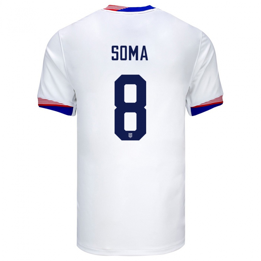 Hombre Camiseta Estados Unidos Pedro Soma #8 Blanco 1ª Equipación 24-26 La Camisa Argentina