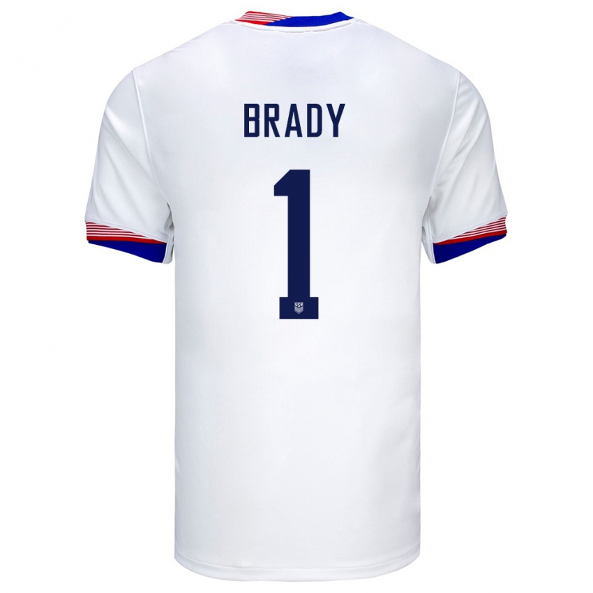 Hombre Camiseta Estados Unidos Chris Brady #1 Blanco 1ª Equipación 24-26 La Camisa Argentina