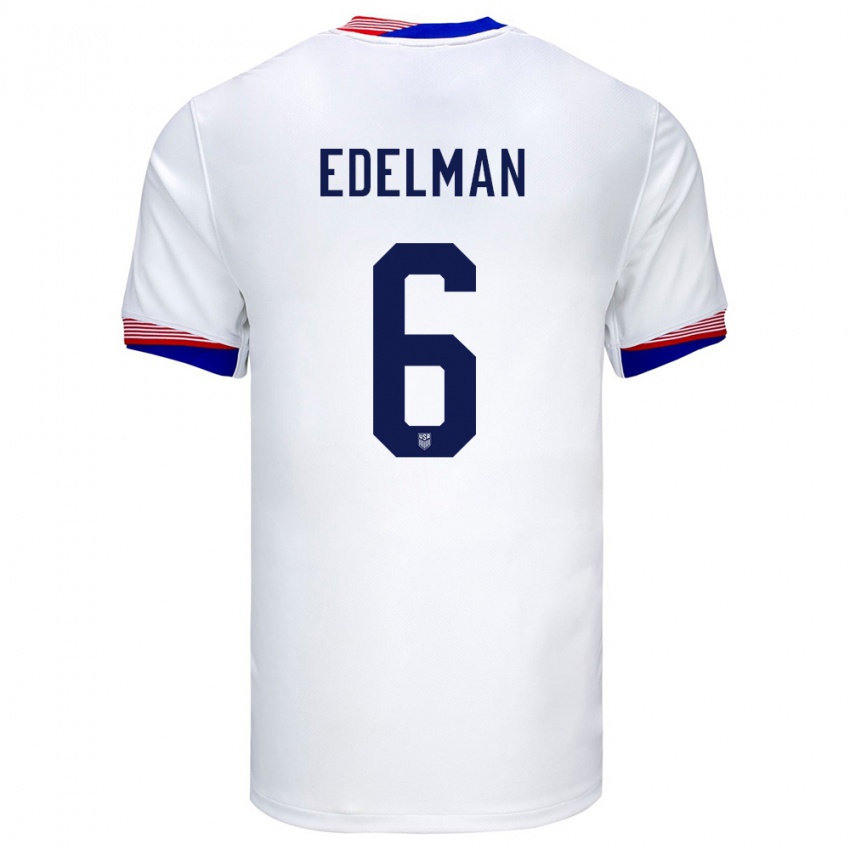 Hombre Camiseta Estados Unidos Daniel Edelman #6 Blanco 1ª Equipación 24-26 La Camisa Argentina