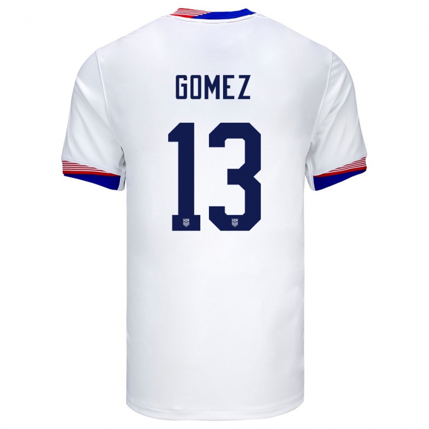 Hombre Camiseta Estados Unidos Jonathan Gomez #13 Blanco 1ª Equipación 24-26 La Camisa Argentina