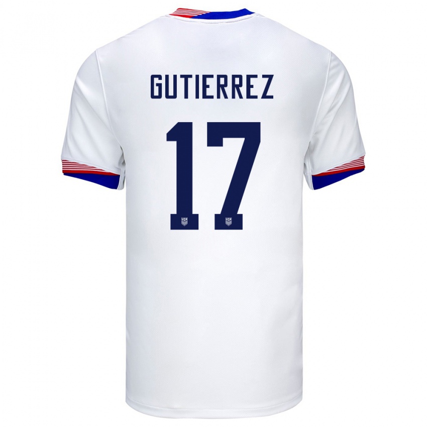 Hombre Camiseta Estados Unidos Brian Gutierrez #17 Blanco 1ª Equipación 24-26 La Camisa Argentina