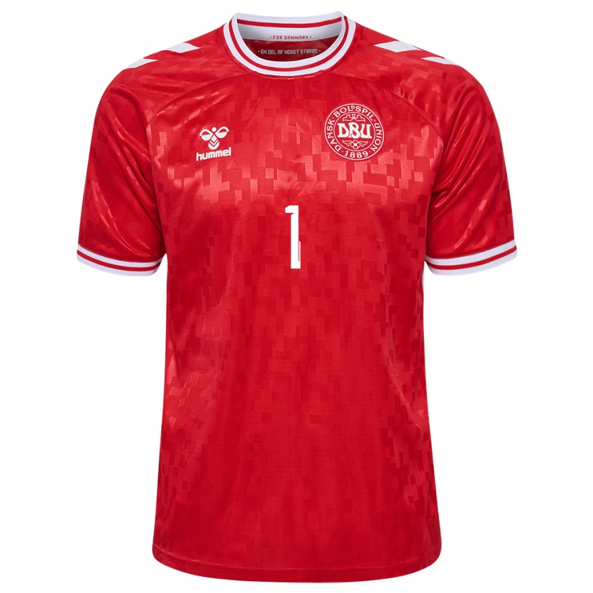 Hombre Camiseta Dinamarca Filip Jørgensen #1 Rojo 1ª Equipación 24-26 La Camisa Argentina
