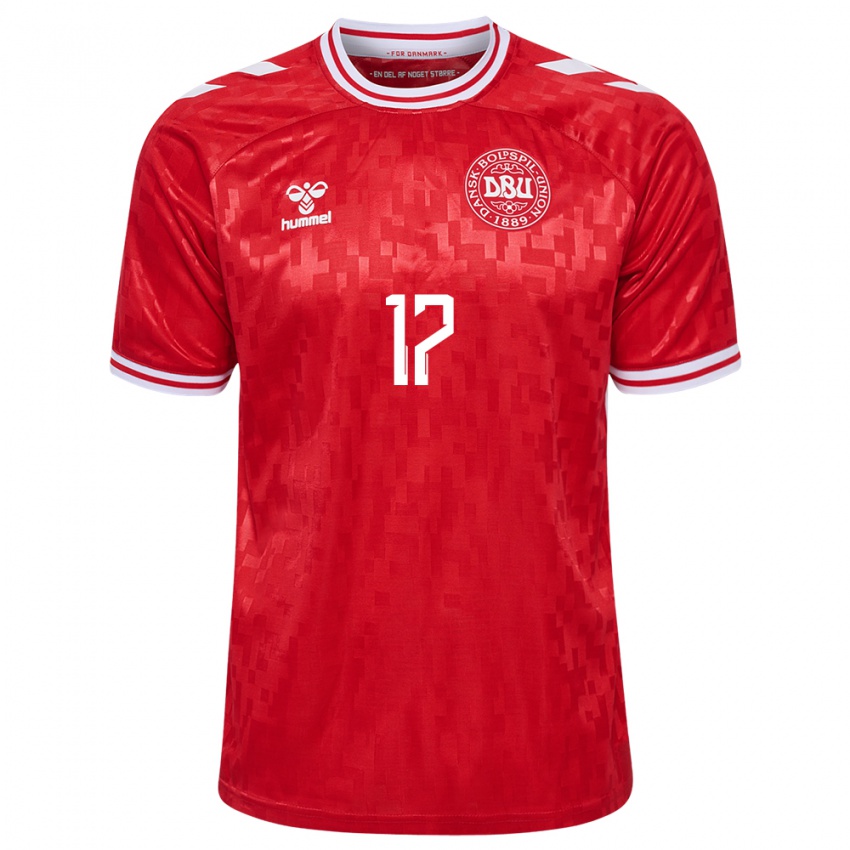 Hombre Camiseta Dinamarca Oliver Sörensen #17 Rojo 1ª Equipación 24-26 La Camisa Argentina