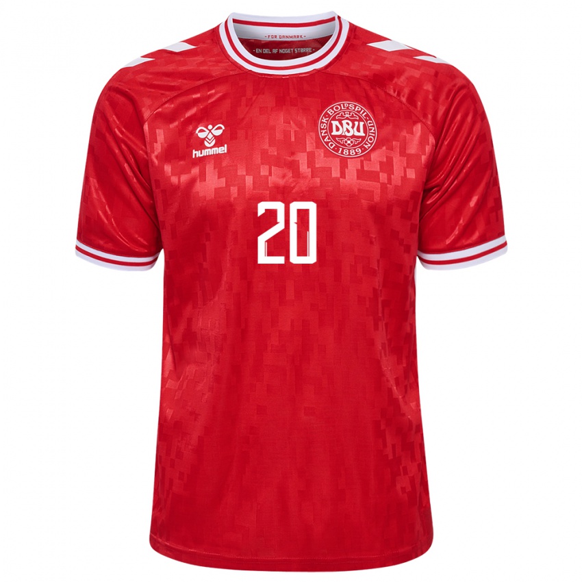 Hombre Camiseta Dinamarca Tochi Chukwuani #20 Rojo 1ª Equipación 24-26 La Camisa Argentina