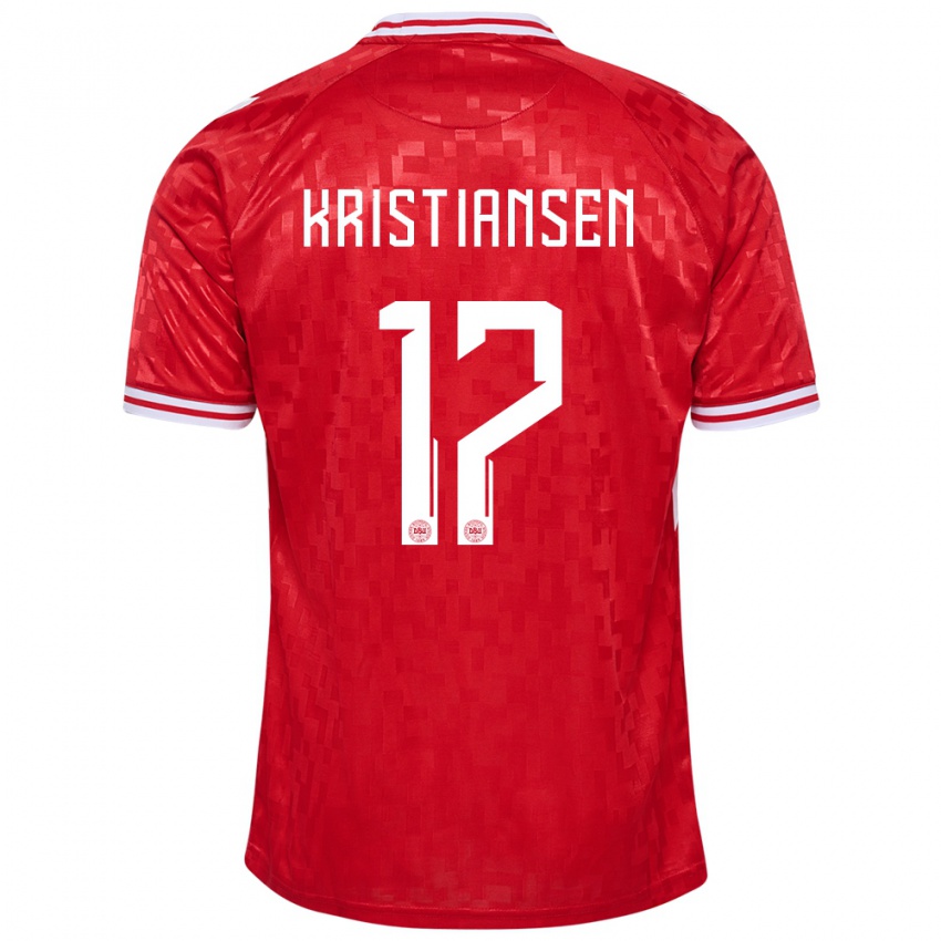 Hombre Camiseta Dinamarca Victor Kristiansen #17 Rojo 1ª Equipación 24-26 La Camisa Argentina