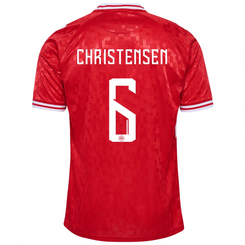 Hombre Camiseta Dinamarca Andreas Christensen #6 Rojo 1ª Equipación 24-26 La Camisa Argentina