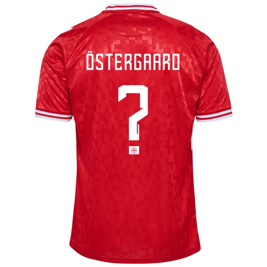 Hombre Camiseta Dinamarca Christian Östergaard #0 Rojo 1ª Equipación 24-26 La Camisa Argentina