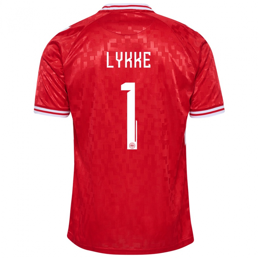 Hombre Camiseta Dinamarca William Lykke #1 Rojo 1ª Equipación 24-26 La Camisa Argentina