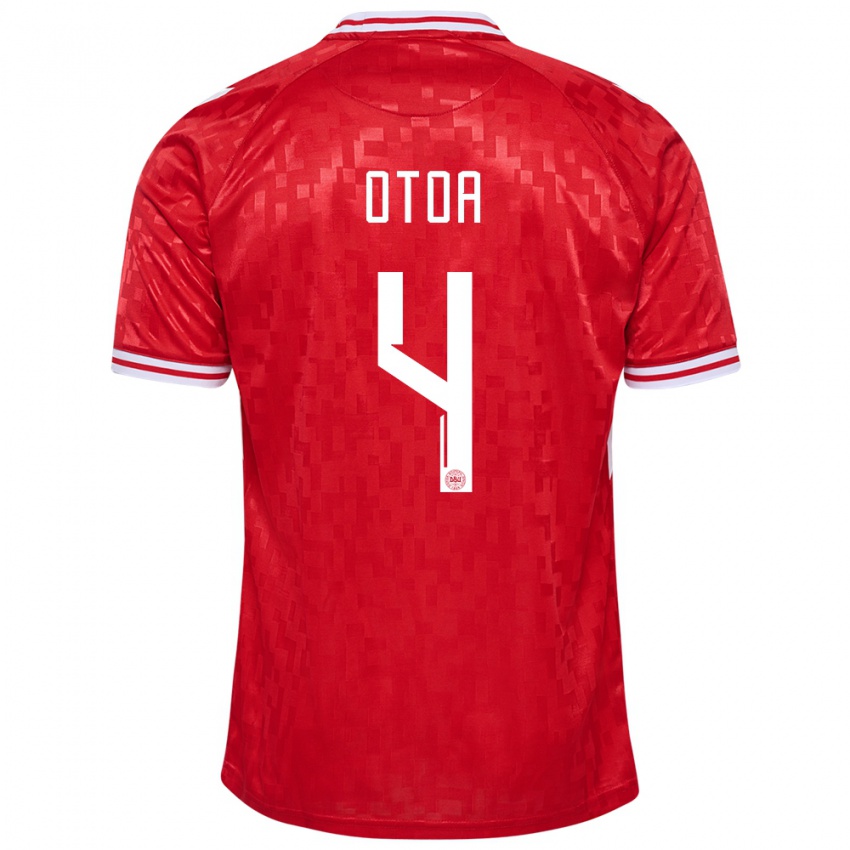 Hombre Camiseta Dinamarca Sebastian Otoa #4 Rojo 1ª Equipación 24-26 La Camisa Argentina