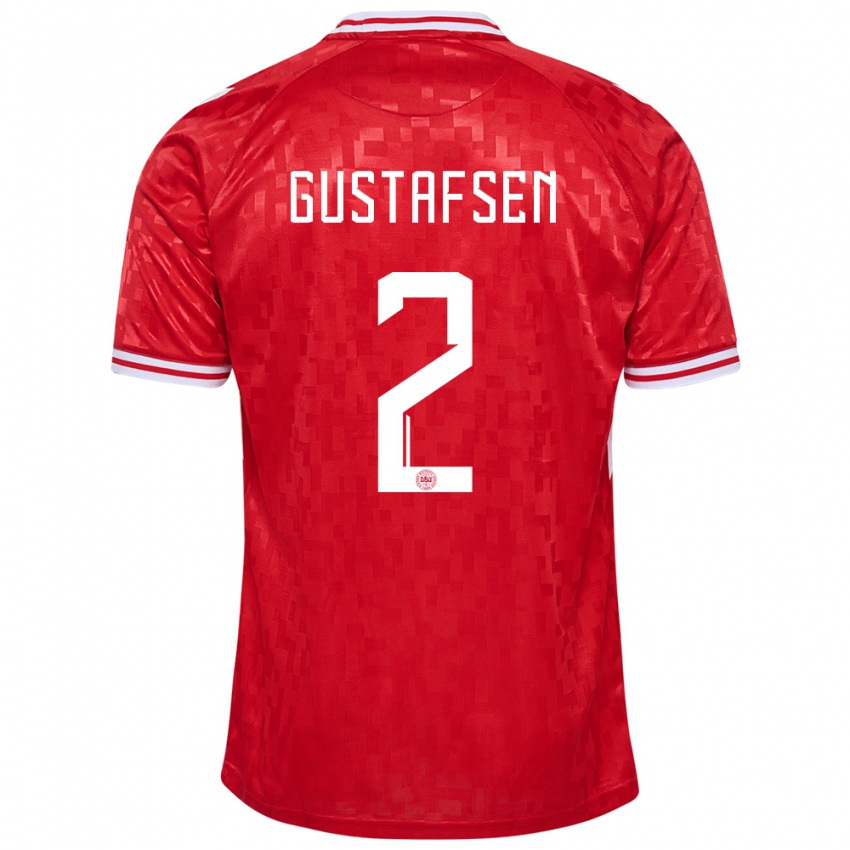 Hombre Camiseta Dinamarca Victor Gustafsen #2 Rojo 1ª Equipación 24-26 La Camisa Argentina