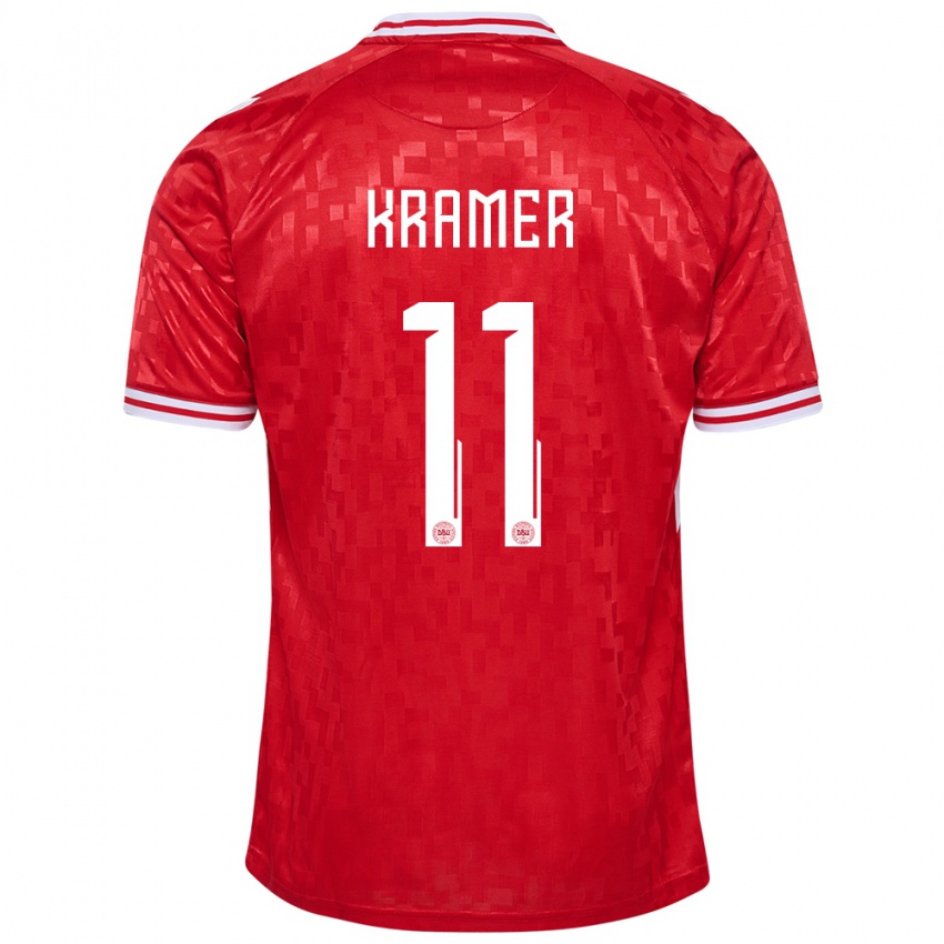 Hombre Camiseta Dinamarca Cornelia Kramer #11 Rojo 1ª Equipación 24-26 La Camisa Argentina