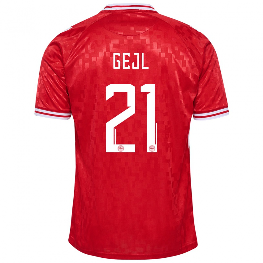 Hombre Camiseta Dinamarca Mille Gejl #21 Rojo 1ª Equipación 24-26 La Camisa Argentina