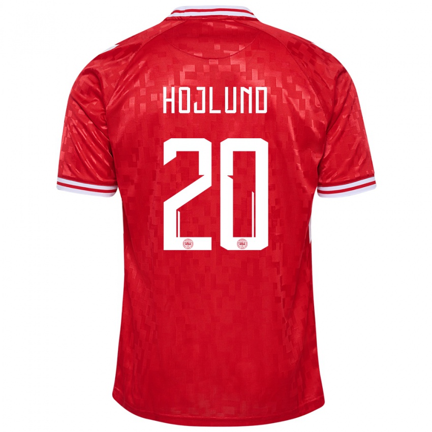 Hombre Camiseta Dinamarca Rasmus Hojlund #20 Rojo 1ª Equipación 24-26 La Camisa Argentina