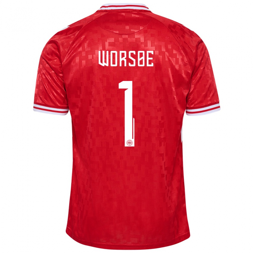 Hombre Camiseta Dinamarca Laura Worsoe #1 Rojo 1ª Equipación 24-26 La Camisa Argentina