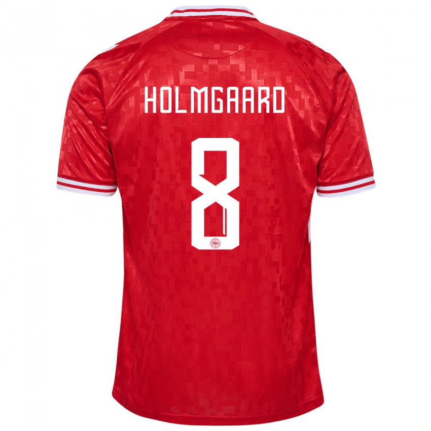 Hombre Camiseta Dinamarca Sara Holmgaard #8 Rojo 1ª Equipación 24-26 La Camisa Argentina