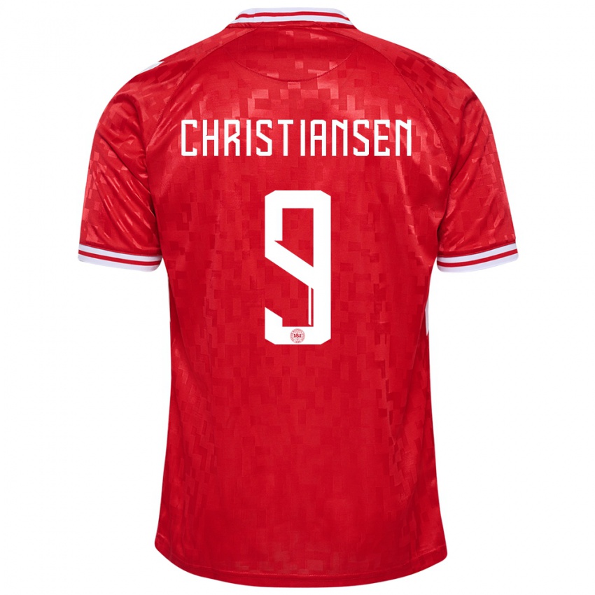 Hombre Camiseta Dinamarca Nanna Christiansen #9 Rojo 1ª Equipación 24-26 La Camisa Argentina