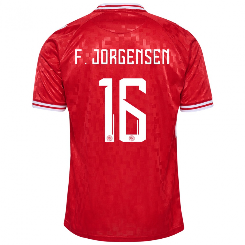 Hombre Camiseta Dinamarca Filip Jorgensen #16 Rojo 1ª Equipación 24-26 La Camisa Argentina