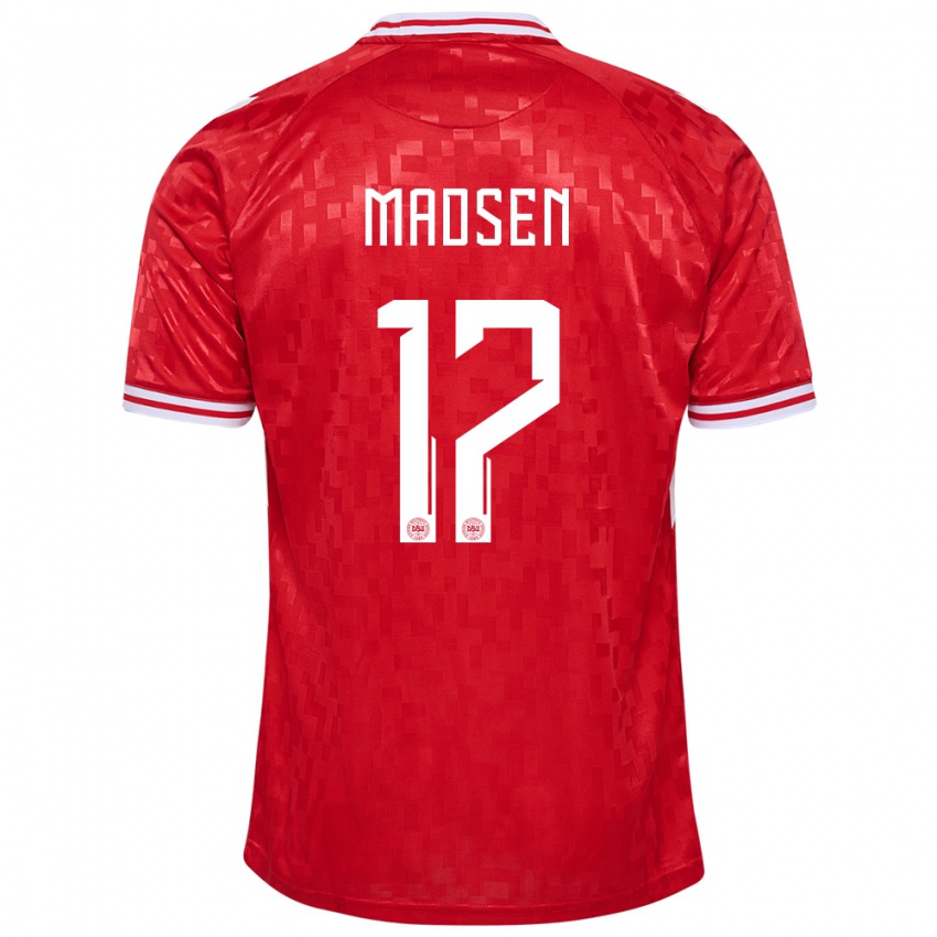Hombre Camiseta Dinamarca Nicolas Madsen #17 Rojo 1ª Equipación 24-26 La Camisa Argentina
