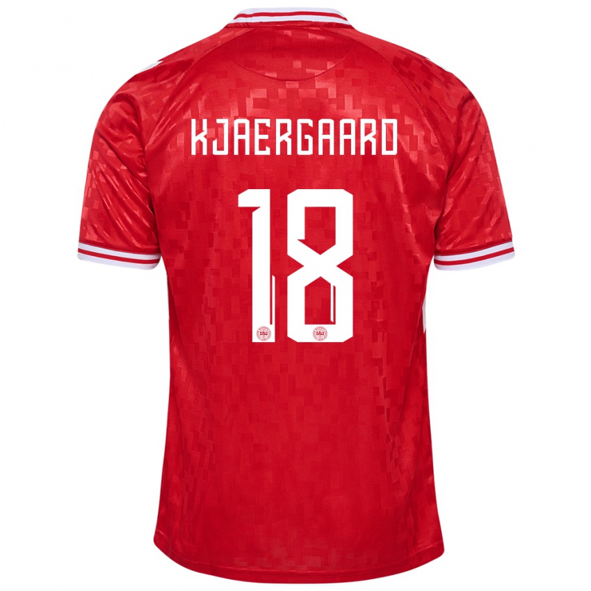 Hombre Camiseta Dinamarca Maurits Kjaergaard #18 Rojo 1ª Equipación 24-26 La Camisa Argentina
