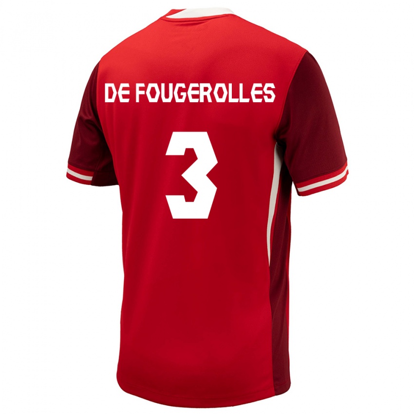 Hombre Camiseta Canadá Luc De Fougerolles #3 Rojo 1ª Equipación 24-26 La Camisa Argentina