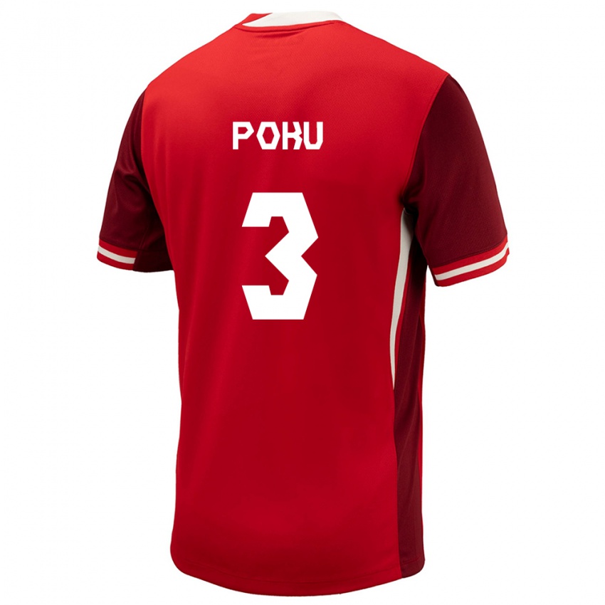 Hombre Camiseta Canadá Kwasi Poku #3 Rojo 1ª Equipación 24-26 La Camisa Argentina