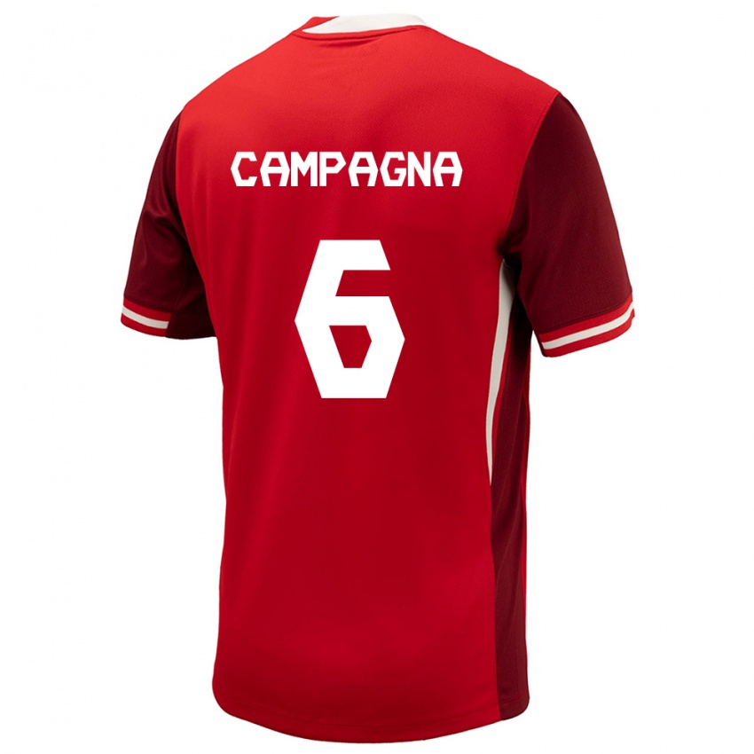 Hombre Camiseta Canadá Matteo Campagna #6 Rojo 1ª Equipación 24-26 La Camisa Argentina