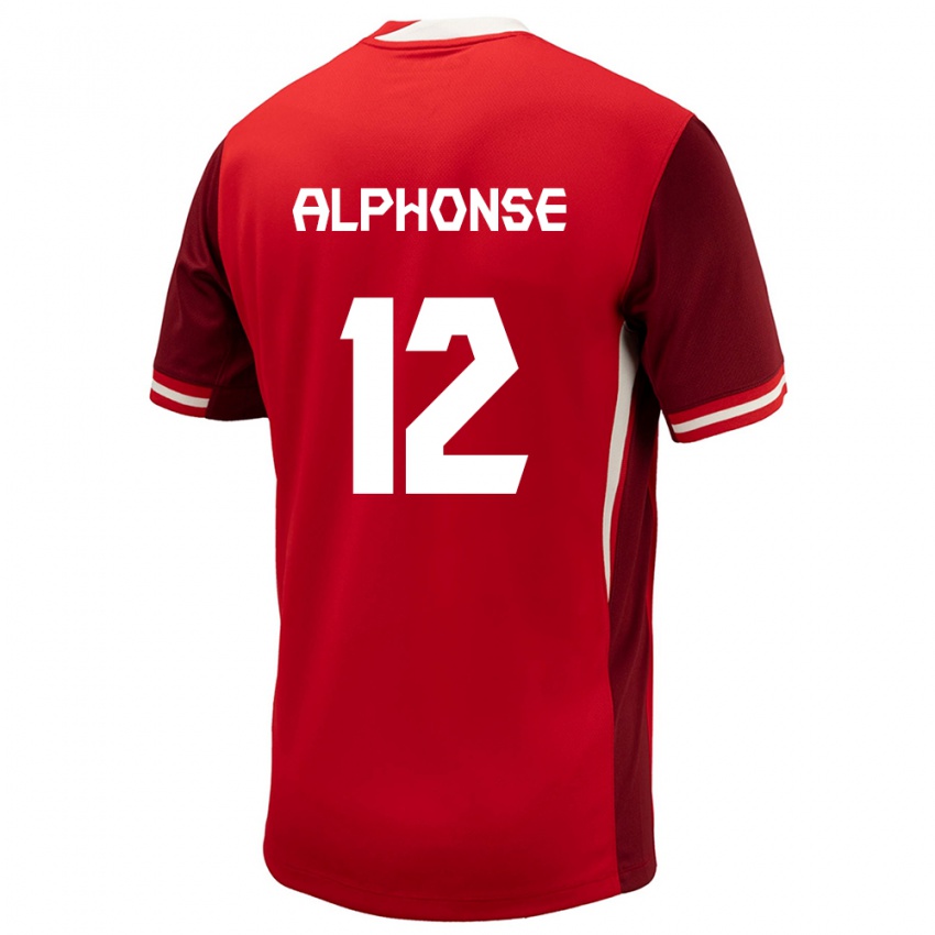 Hombre Camiseta Canadá Jefferson Alphonse #12 Rojo 1ª Equipación 24-26 La Camisa Argentina