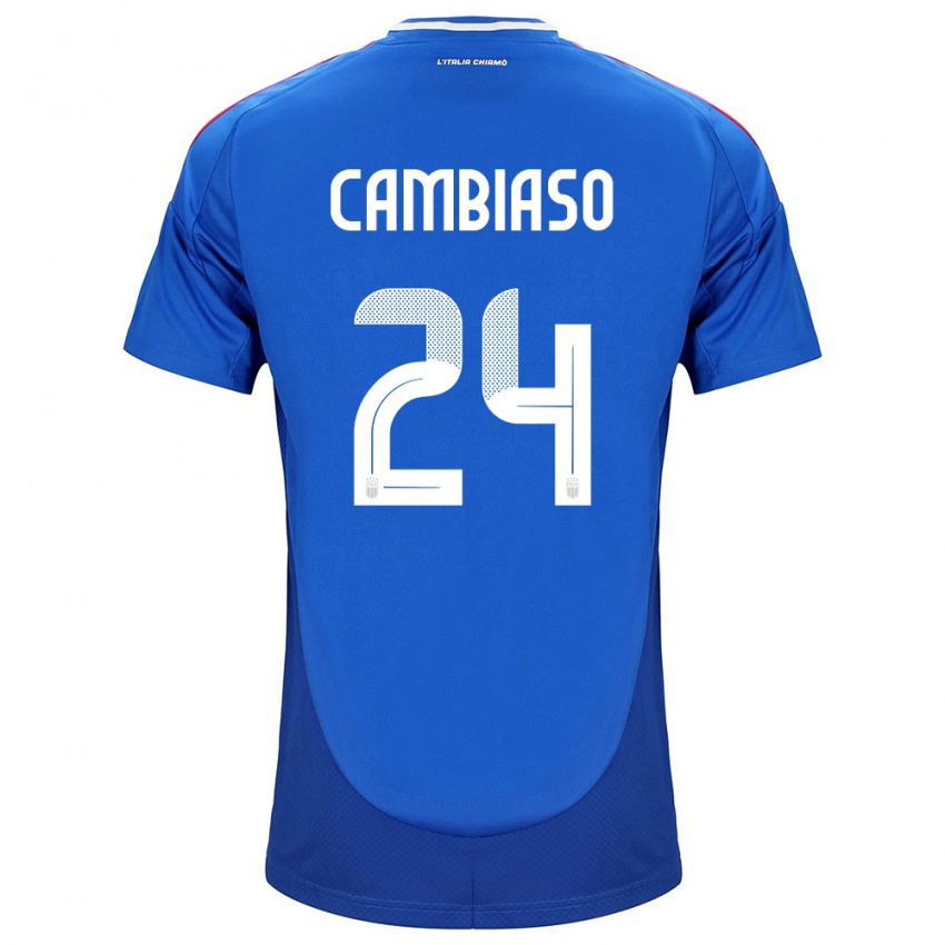 Hombre Camiseta Italia Andrea Cambiaso #24 Azul 1ª Equipación 24-26 La Camisa Argentina