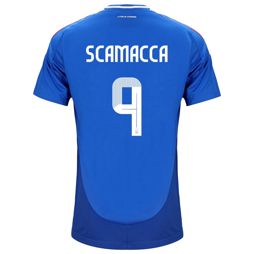 Hombre Camiseta Italia Gianluca Scamacca #9 Azul 1ª Equipación 24-26 La Camisa Argentina