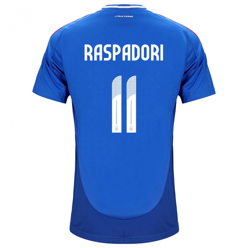 Hombre Camiseta Italia Giacomo Raspadori #11 Azul 1ª Equipación 24-26 La Camisa Argentina