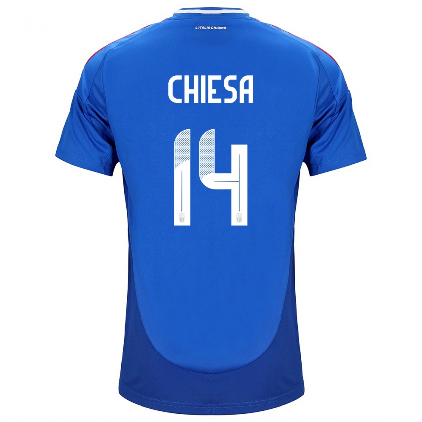 Hombre Camiseta Italia Federico Chiesa #14 Azul 1ª Equipación 24-26 La Camisa Argentina