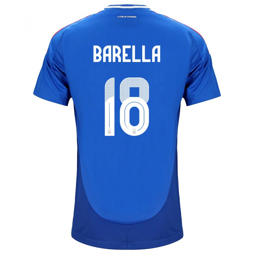 Hombre Camiseta Italia Nicolò Barella #18 Azul 1ª Equipación 24-26 La Camisa Argentina