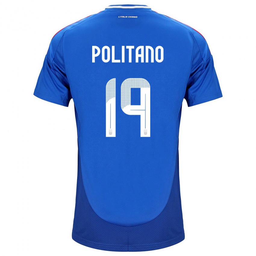 Hombre Camiseta Italia Matteo Politano #19 Azul 1ª Equipación 24-26 La Camisa Argentina