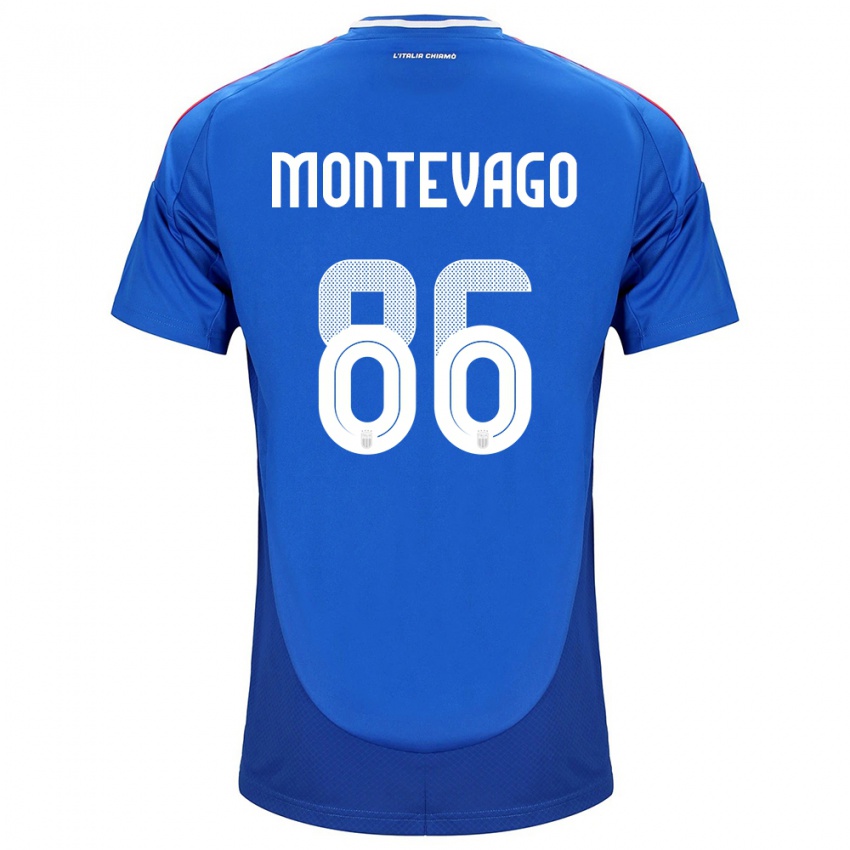 Hombre Camiseta Italia Daniele Montevago #86 Azul 1ª Equipación 24-26 La Camisa Argentina