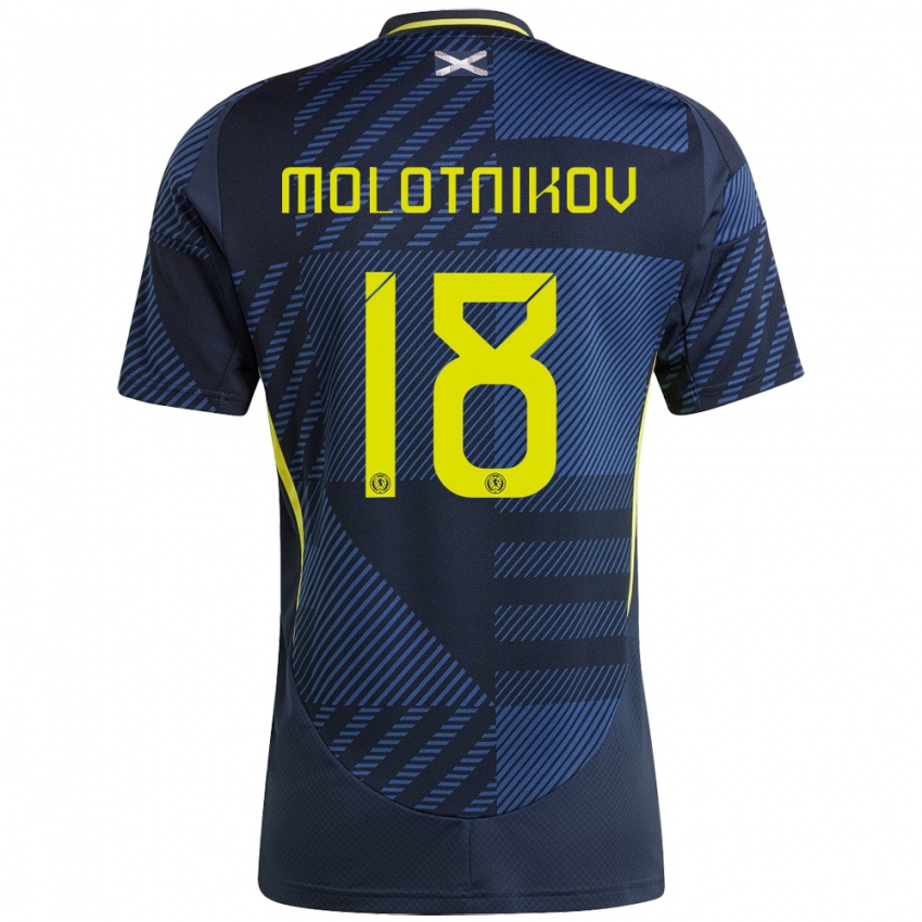 Hombre Camiseta Escocia Rudi Molotnikov #18 Azul Oscuro 1ª Equipación 24-26 La Camisa Argentina