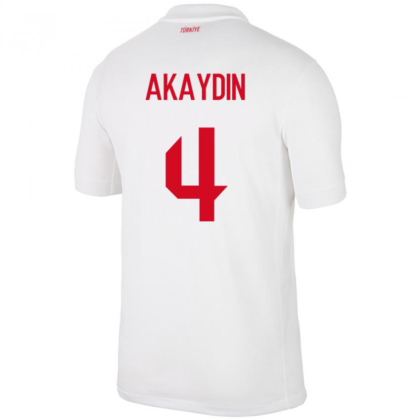 Hombre Camiseta Turquía Samet Akaydin #4 Blanco 1ª Equipación 24-26 La Camisa Argentina