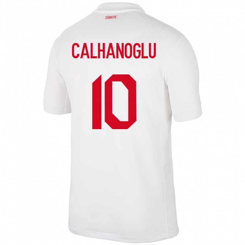 Hombre Camiseta Turquía Hakan Çalhanoğlu #10 Blanco 1ª Equipación 24-26 La Camisa Argentina