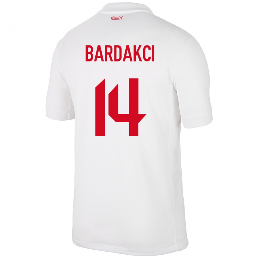 Hombre Camiseta Turquía Abdülkerim Bardakcı #14 Blanco 1ª Equipación 24-26 La Camisa Argentina